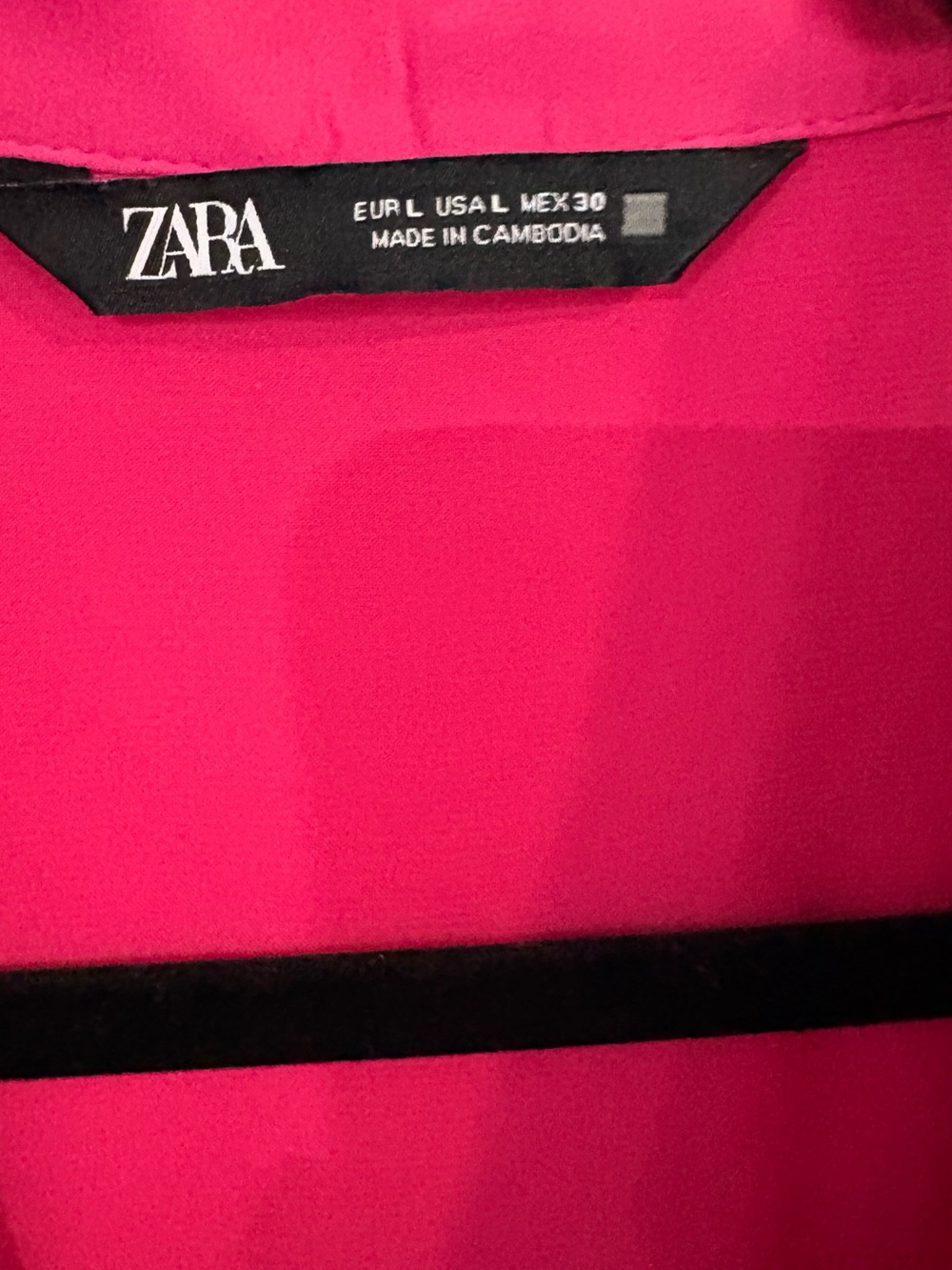 Zara Satin Button-Down Shirt - Hot Pink - Picture 8 of 9
